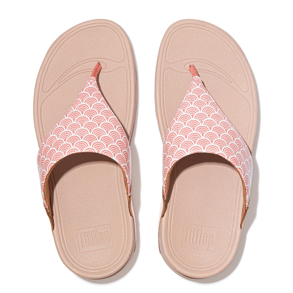 Fitflop Womens Sandals - Lulu Wave-print Toe-post - Pink - 703-HJTSMZ